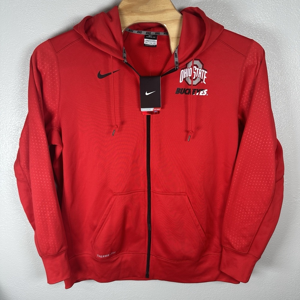 NEW Ohio State Buckeyes Nike Therma-fit Full‎ Zip Hoodie Sweatshirt Mens XXL Red